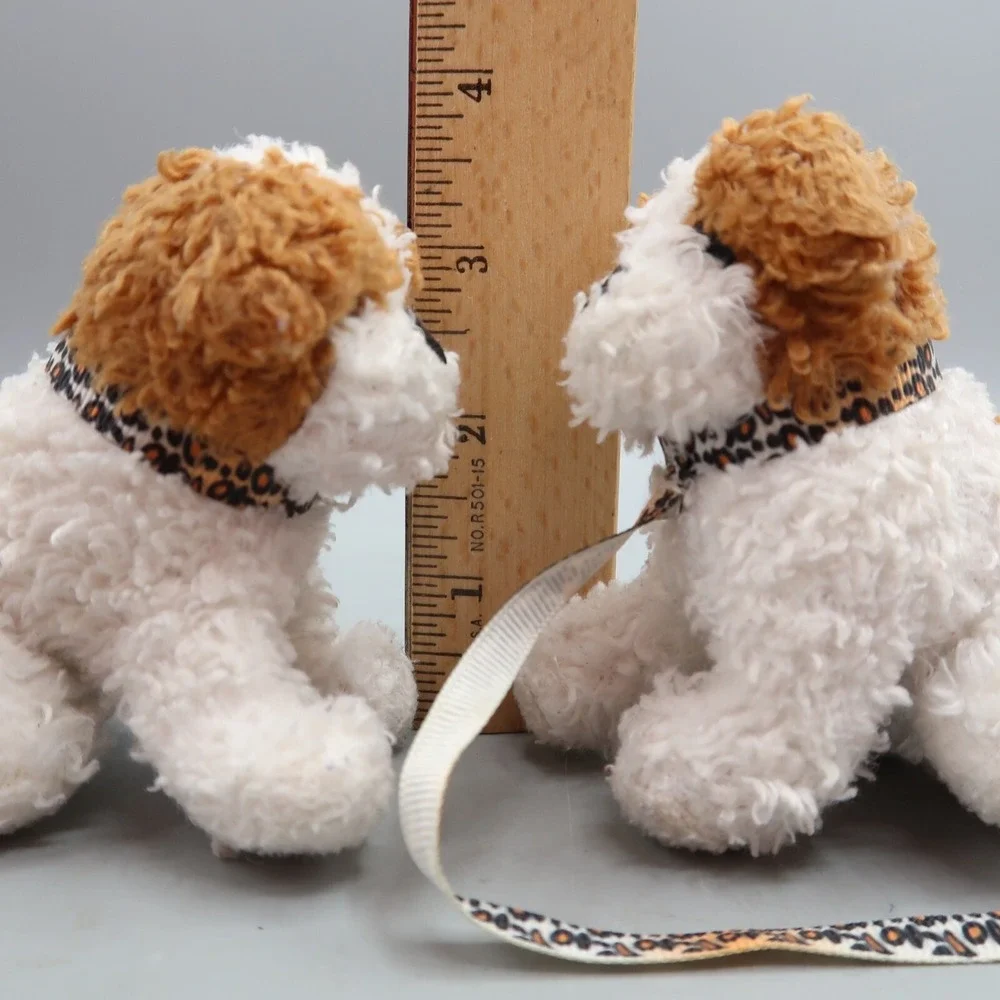 2 Our Generation Puppy Dog Brown White OG Leash Pet Mini Plush 6